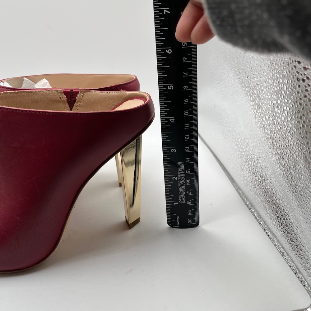NWB MICHAEL KORS Halle Leather Mule Pump size 7M red gold heel - Picture 7 of 11
